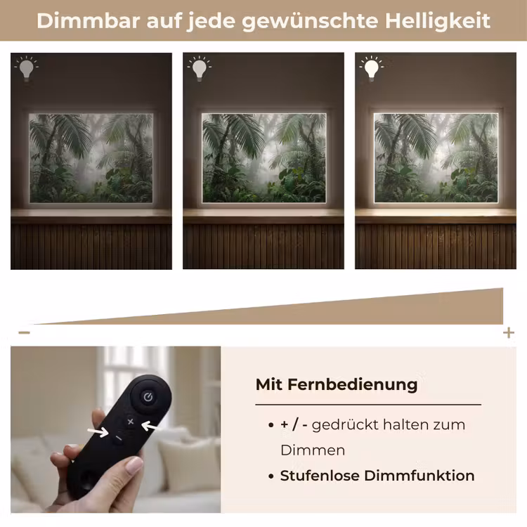 Natuur - Jungle - Mist - Tropisch - Groen Light Box met batterij (Wandlamp) middel -USP_dimbaarDE