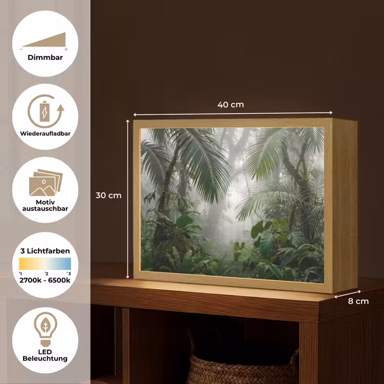 Natuur - Jungle - Mist - Tropisch - Groen Light Box met batterij (Wandlamp) middel -USP_websiteoverzichtDE