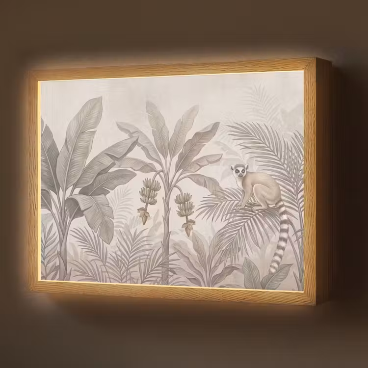 Natuur - Jungle - Ringstaartmaki - Bruin Light Box met batterij (Wandlamp) middel -z3d_website