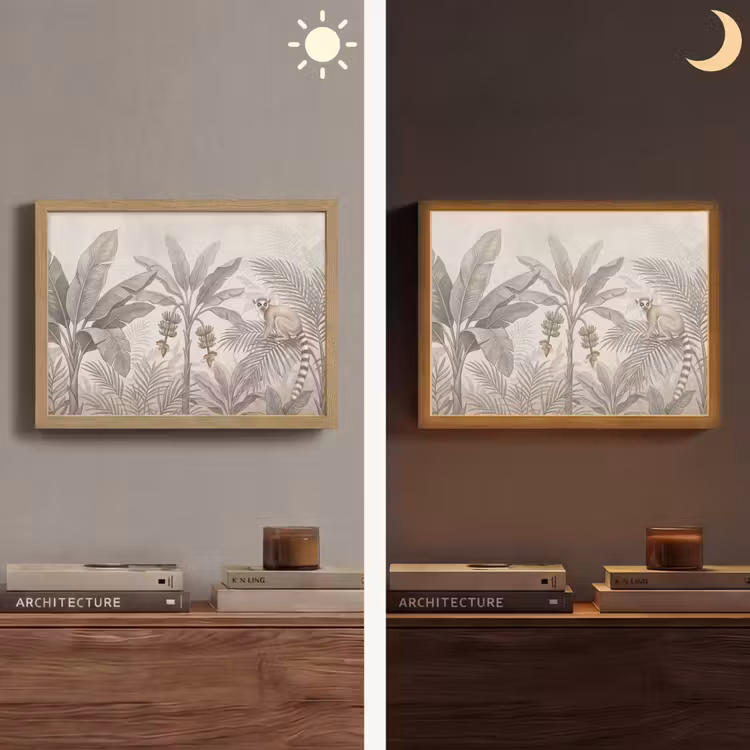 Natuur - Jungle - Ringstaartmaki - Bruin Light Box met batterij (Wandlamp) middel -sfeer3