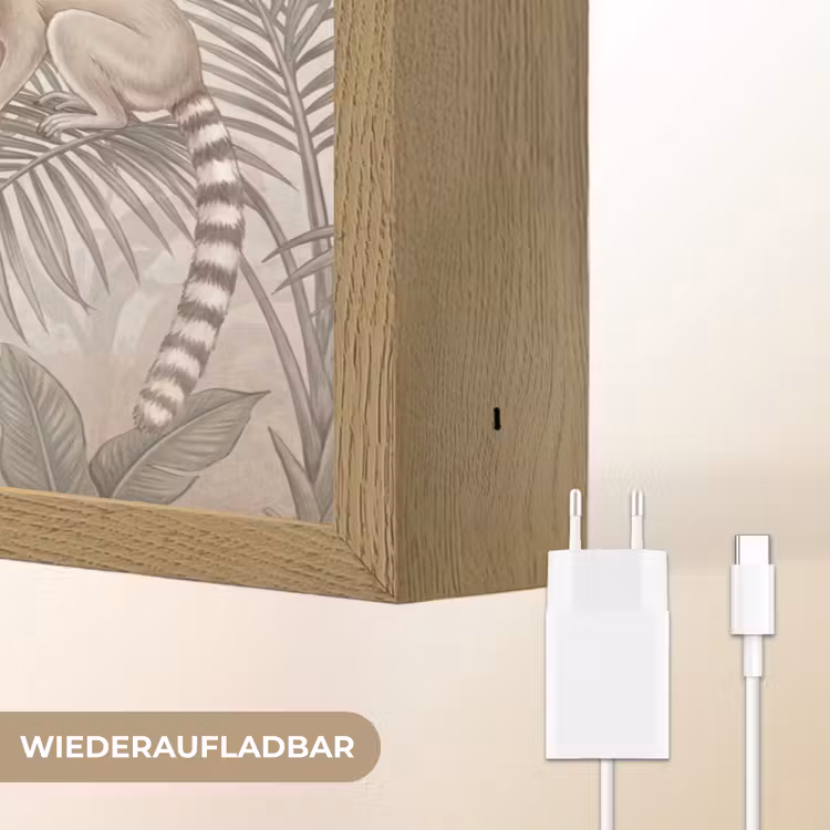 Natuur - Jungle - Ringstaartmaki - Bruin Light Box met batterij (Wandlamp) middel -USP_websiteoplaadbaarDE