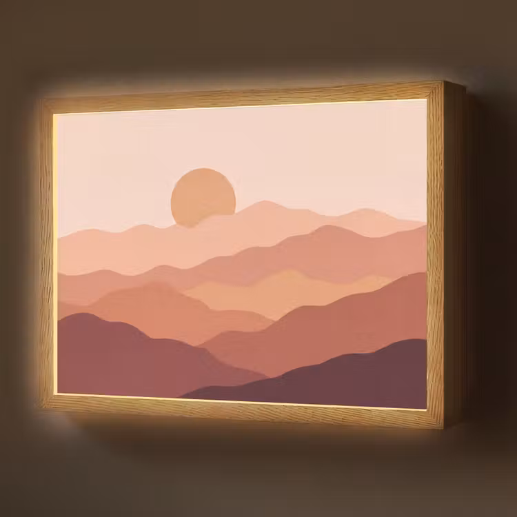 Natuur - Heuvels - Abstract - Modern - Oranje Light Box met batterij (Wandlamp) middel -z3d_website