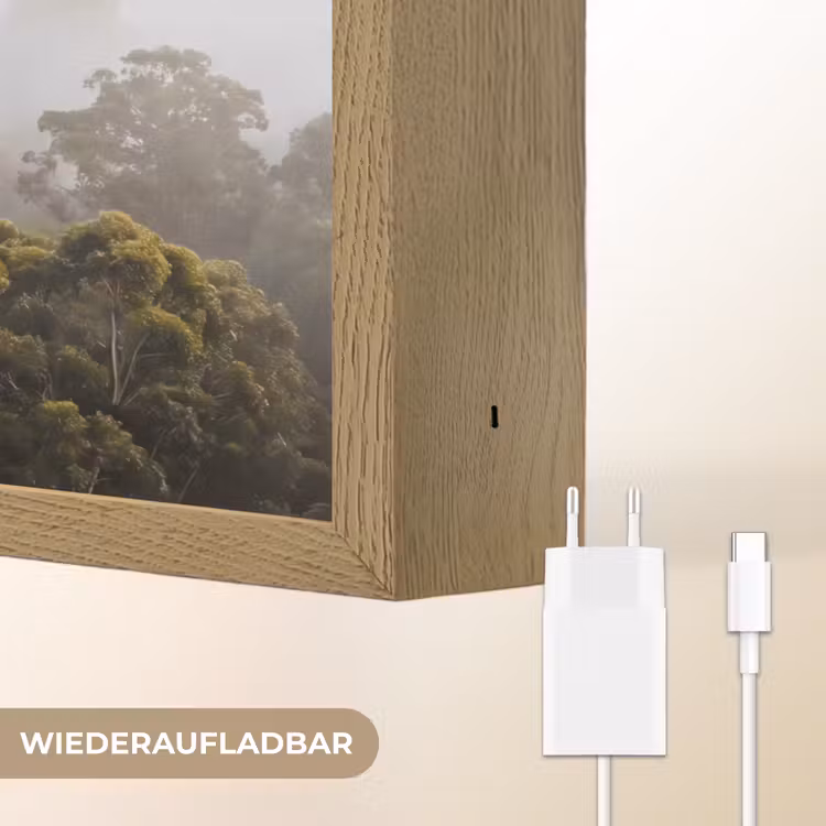 Natuur - Mist - Bos - Ochtend - Goud Light Box met batterij (Wandlamp) middel -USP_websiteoplaadbaarDE