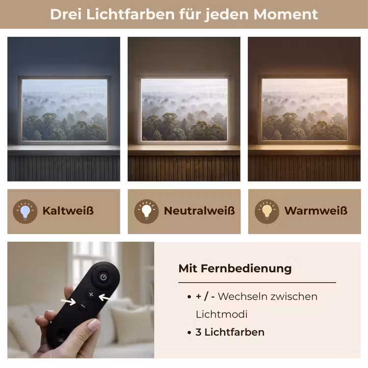 Natuur - Mist - Bos - Ochtend - Goud Light Box met batterij (Wandlamp) middel -USP_lichtkleurDE
