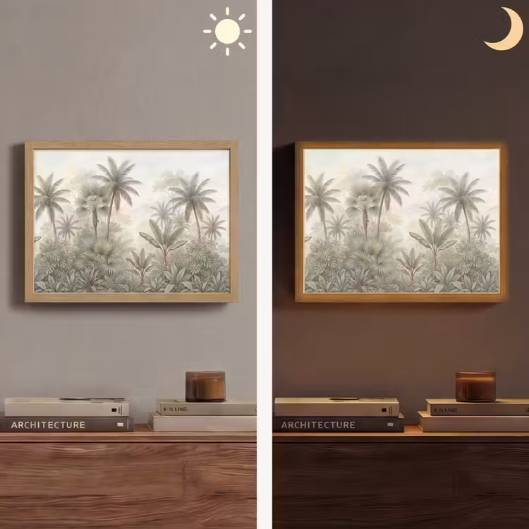 Natuur - Tropisch bos - Landschap - Aquarel - Groen Light Box met batterij (Wandlamp) middel -sfeer3