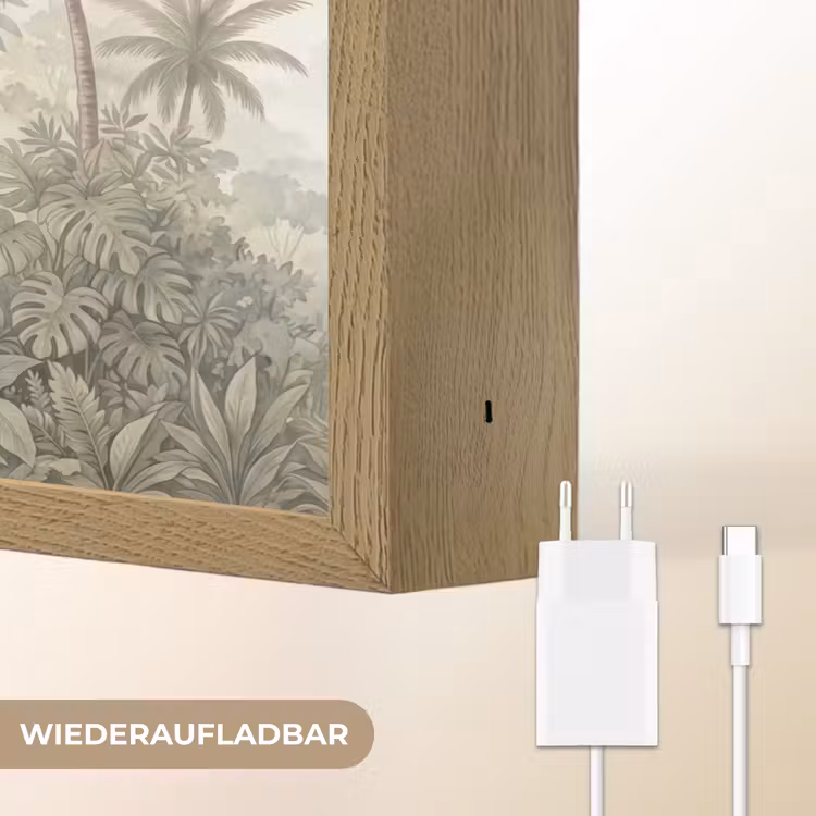 Natuur - Tropisch bos - Landschap - Aquarel - Groen Light Box met batterij (Wandlamp) middel -USP_websiteoplaadbaarDE