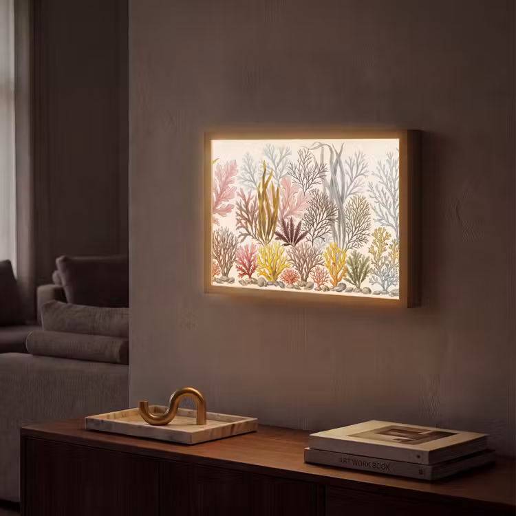 Natuur - Onderwater - Botanisch - Vintage - Kleurrijk Light Box met batterij (Wandlamp) middel -sfeer1