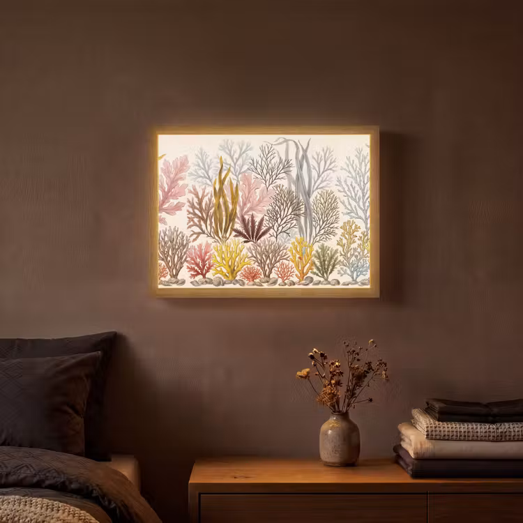 Natuur - Onderwater - Botanisch - Vintage - Kleurrijk Light Box met batterij (Wandlamp) middel -sfeer4