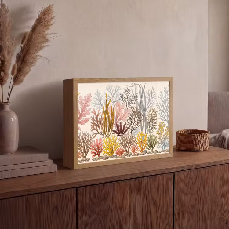 Natuur - Onderwater - Botanisch - Vintage - Kleurrijk Light Box met batterij (Wandlamp) middel -sfeer2