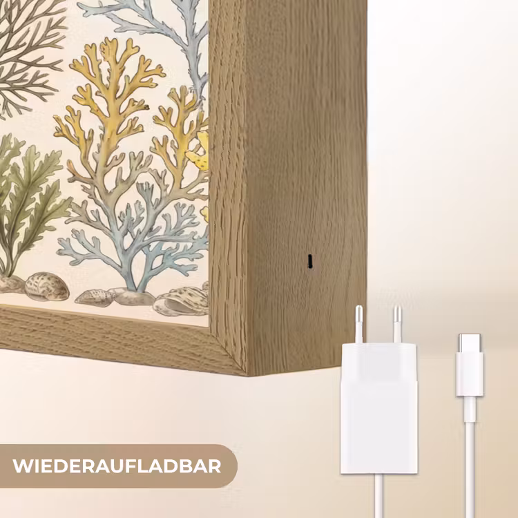 Natuur - Onderwater - Botanisch - Vintage - Kleurrijk Light Box met batterij (Wandlamp) middel -USP_websiteoplaadbaarDE