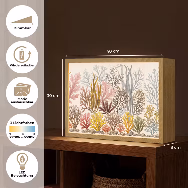 Natuur - Onderwater - Botanisch - Vintage - Kleurrijk Light Box met batterij (Wandlamp) middel -USP_websiteoverzichtDE