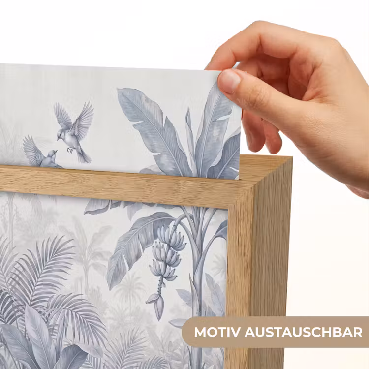 Natuur - Vogel - Jungle - Illustratie - Blauw Light Box met kabel (Wandlamp) klein -USP_websiteprintDE