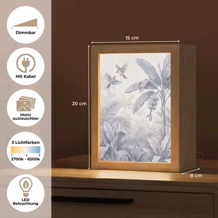 Natuur - Vogel - Jungle - Illustratie - Blauw Light Box met kabel (Wandlamp) klein -USP_websiteoverzichtDE
