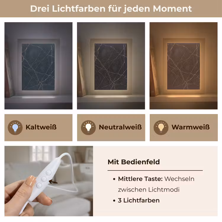 Natuursteen - Marmerpatroon - Abstract - Modern - Zwart - Goud Light Box met kabel (Wandlamp) klein -USP_lichtkleurDE
