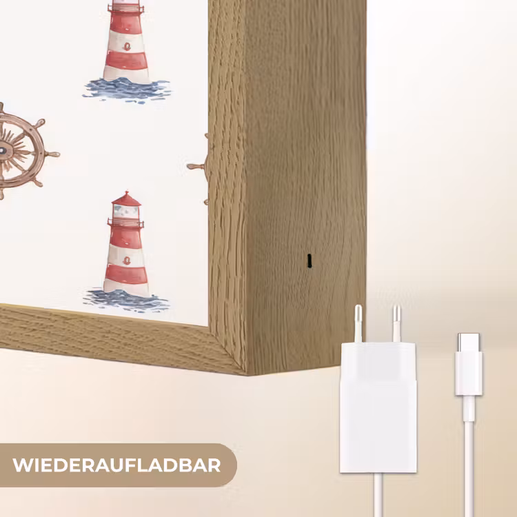 Nautisch - Klassiek - Rood Light Box met batterij (Wandlamp) middel 907 -USP_websiteoplaadbaarDE