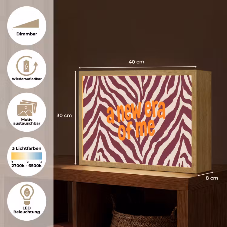 New era - Bordeaux - Zebraprint Light Box met batterij (Wandlamp) middel -USP_websiteoverzichtDE