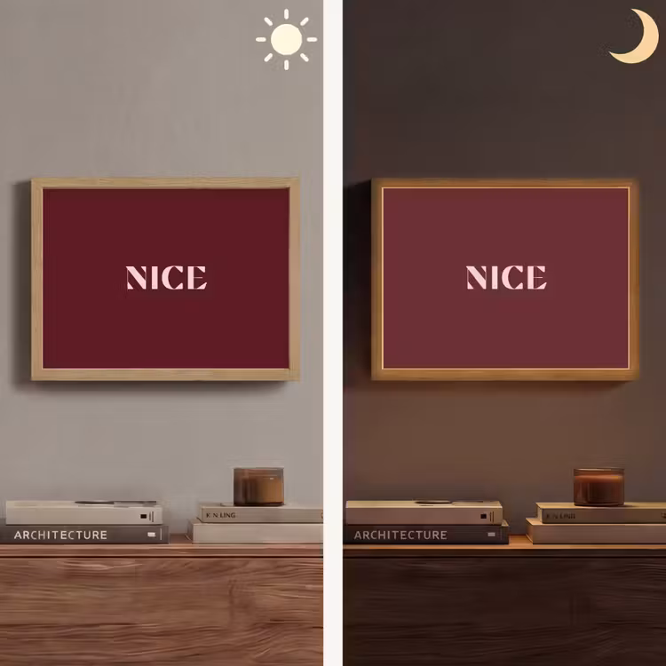 Nice - Bordeaux - Roze Light Box met batterij (Wandlamp) middel -sfeer3