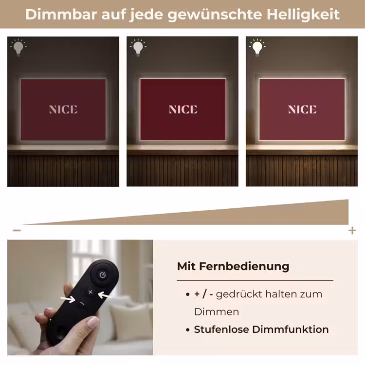 Nice - Bordeaux - Roze Light Box met batterij (Wandlamp) middel -USP_dimbaarDE