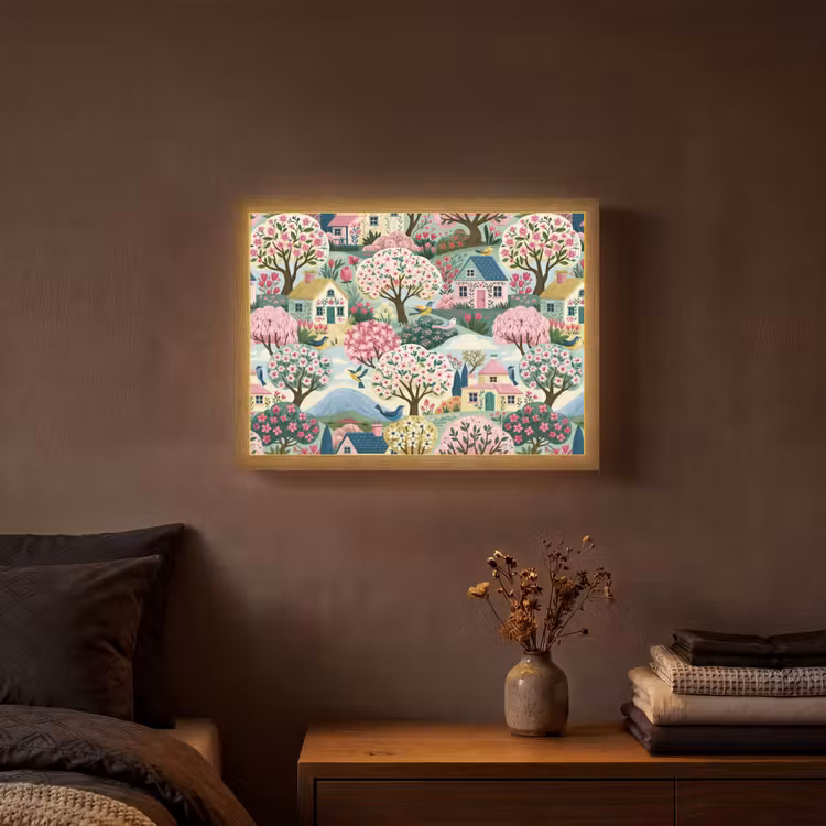 Nostalgisch - Idyllisch - Kleurrijk Light Box met batterij (Wandlamp) middel 907 -sfeer4