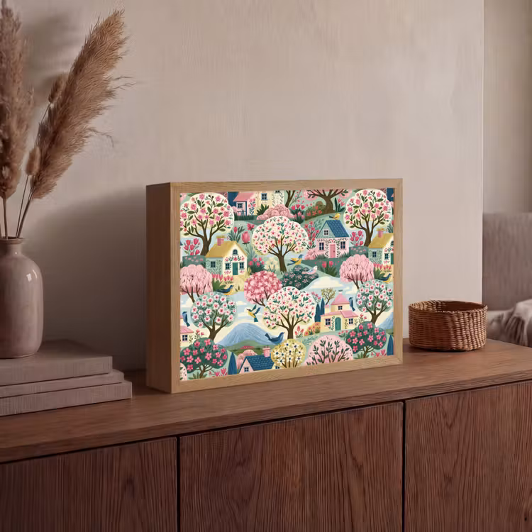 Nostalgisch - Idyllisch - Kleurrijk Light Box met batterij (Wandlamp) middel 907 -sfeer2