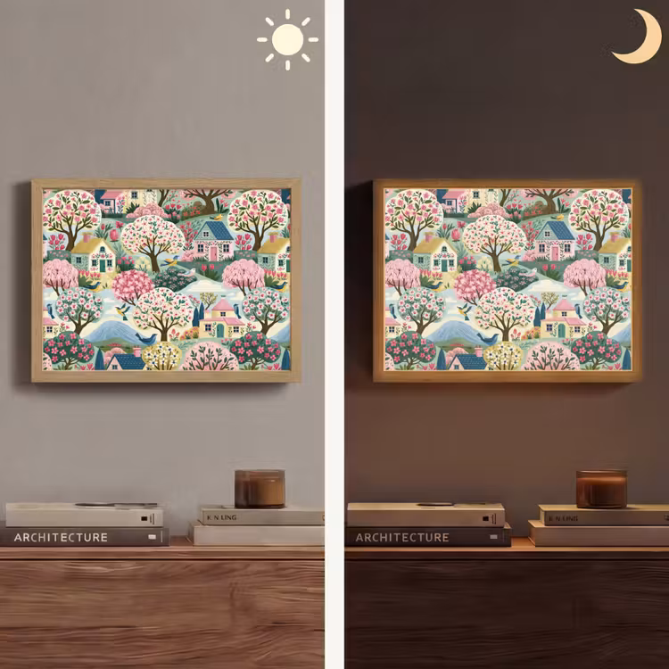 Nostalgisch - Idyllisch - Kleurrijk Light Box met batterij (Wandlamp) middel 907 -sfeer3