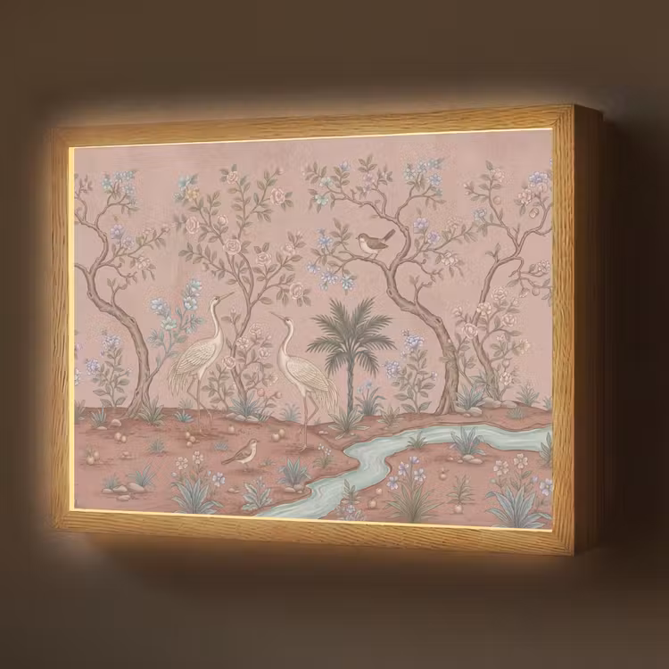 Nostalgisch - Reigers - Roze Light Box met batterij (Wandlamp) middel -z3d_website