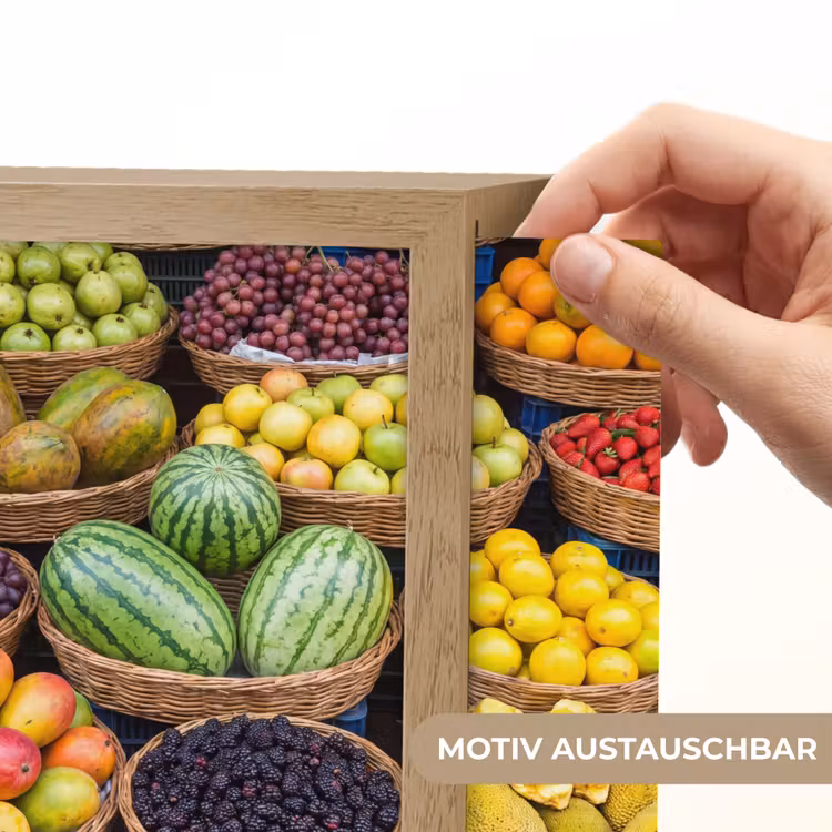 Lightbox - Wandleuchte - Obst – Markt – Bunt - Fruit - Markt - Kleurrijk Light Box met kabel (Wandlamp) klein