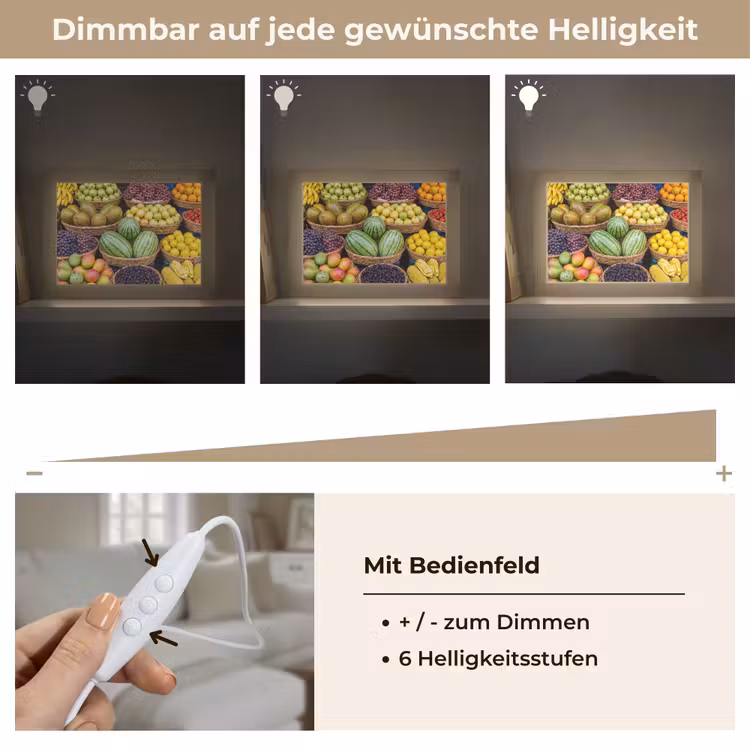 Lightbox - Wandleuchte - Obst – Markt – Bunt - Fruit - Markt - Kleurrijk Light Box met kabel (Wandlamp) klein
