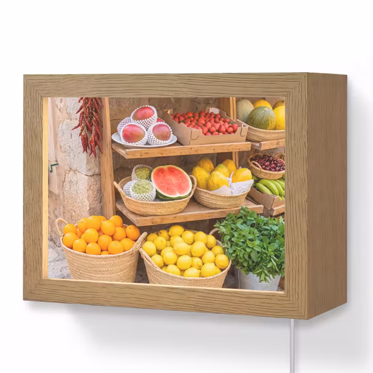 Lightbox - Wandleuchte - Obst – Markt – Frisch - Fruit - Markt - Vers Light Box met kabel (Wandlamp) klein