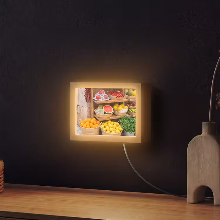 Lightbox - Wandleuchte - Obst – Markt – Frisch - Fruit - Markt - Vers Light Box met kabel (Wandlamp) klein