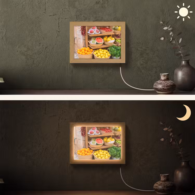 Lightbox - Wandleuchte - Obst – Markt – Frisch - Fruit - Markt - Vers Light Box met kabel (Wandlamp) klein
