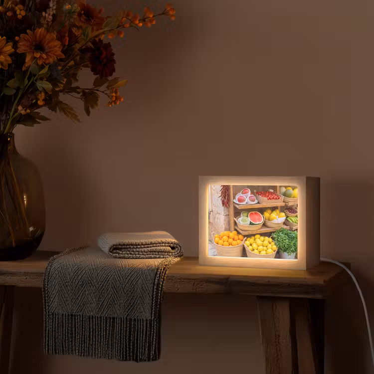 Lightbox - Wandleuchte - Obst – Markt – Frisch - Fruit - Markt - Vers Light Box met kabel (Wandlamp) klein
