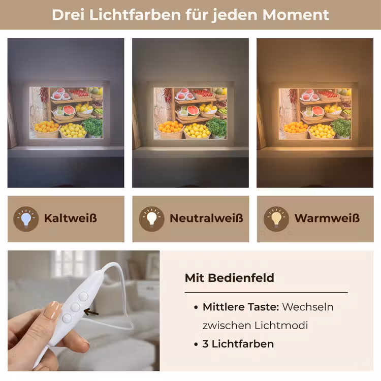 Lightbox - Wandleuchte - Obst – Markt – Frisch - Fruit - Markt - Vers Light Box met kabel (Wandlamp) klein