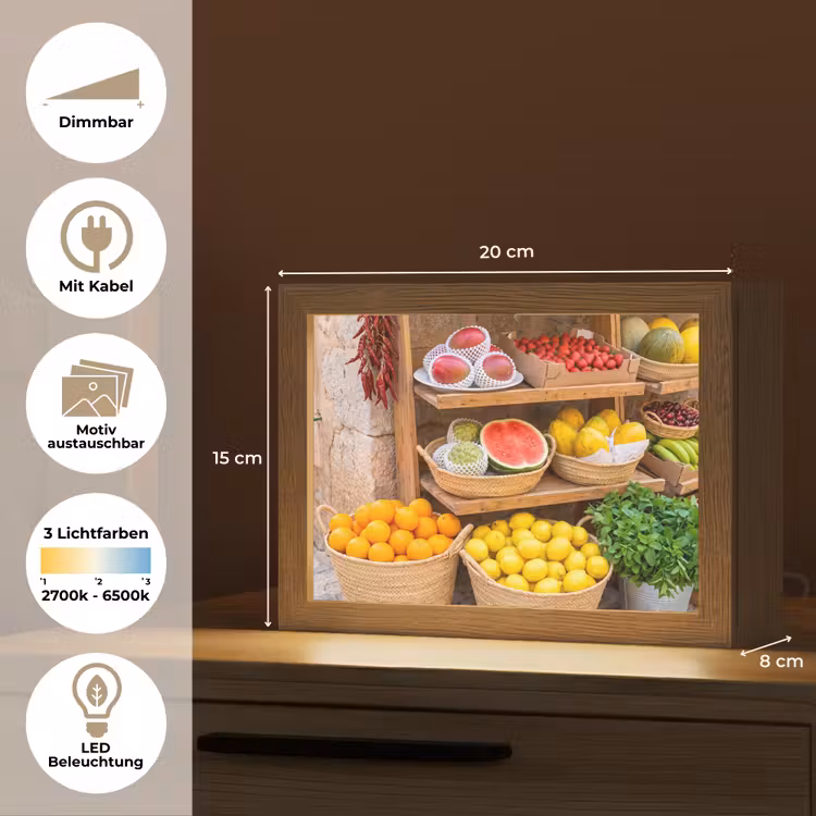 Lightbox - Wandleuchte - Obst – Markt – Frisch - Fruit - Markt - Vers Light Box met kabel (Wandlamp) klein