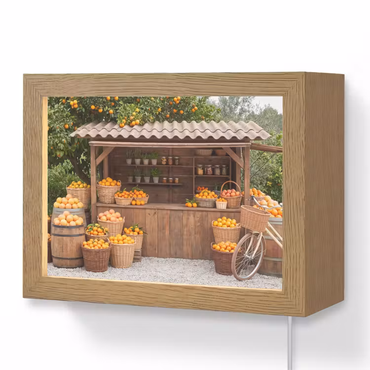 Lightbox - Wandleuchte - Obst – Markt – Ländlich - Fruit - Markt - Landelijk Light Box met kabel (Wandlamp) klein