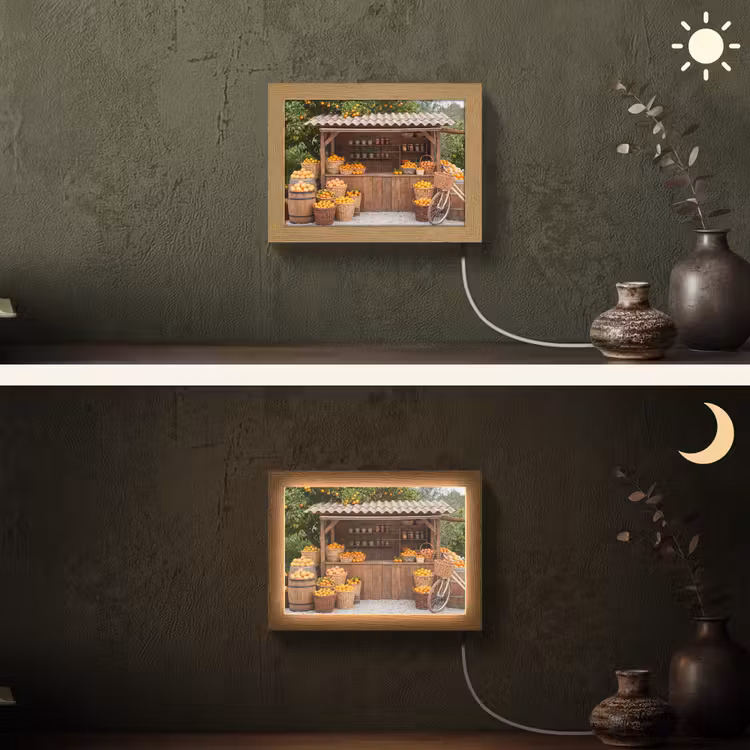 Lightbox - Wandleuchte - Obst – Markt – Ländlich - Fruit - Markt - Landelijk Light Box met kabel (Wandlamp) klein