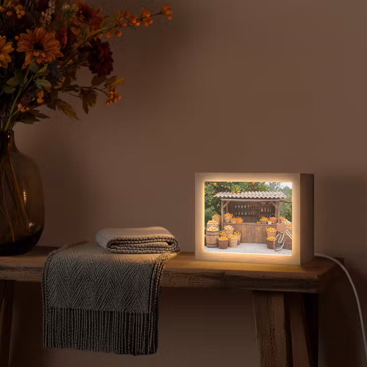 Lightbox - Wandleuchte - Obst – Markt – Ländlich - Fruit - Markt - Landelijk Light Box met kabel (Wandlamp) klein