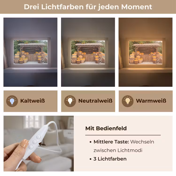 Lightbox - Wandleuchte - Obst – Markt – Ländlich - Fruit - Markt - Landelijk Light Box met kabel (Wandlamp) klein
