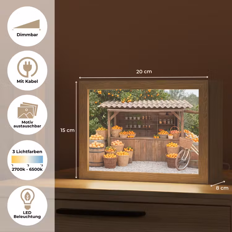 Lightbox - Wandleuchte - Obst – Markt – Ländlich - Fruit - Markt - Landelijk Light Box met kabel (Wandlamp) klein