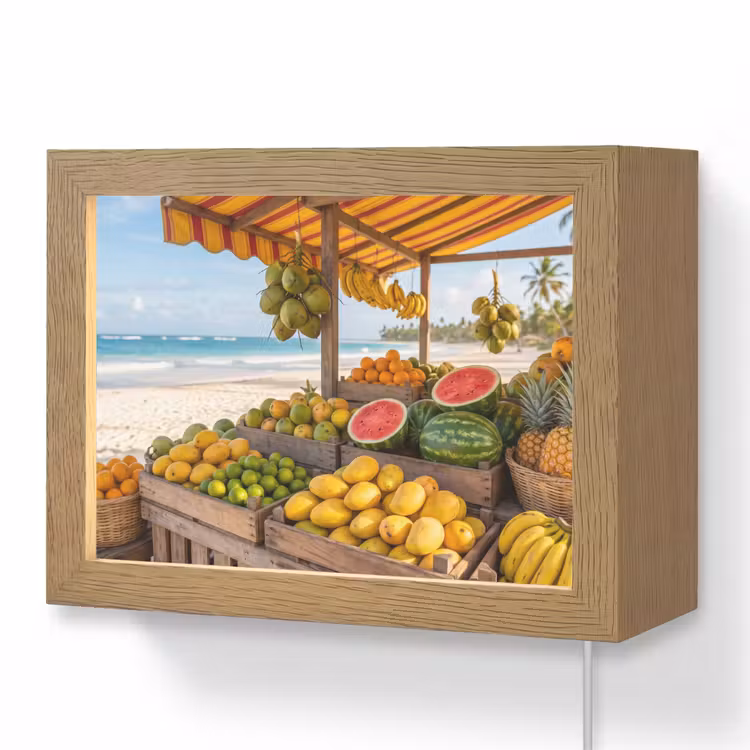 Lightbox - Wandleuchte - Obst – Strand – Tropisch - Fruit - Strand - Tropisch Light Box met kabel (Wandlamp) klein