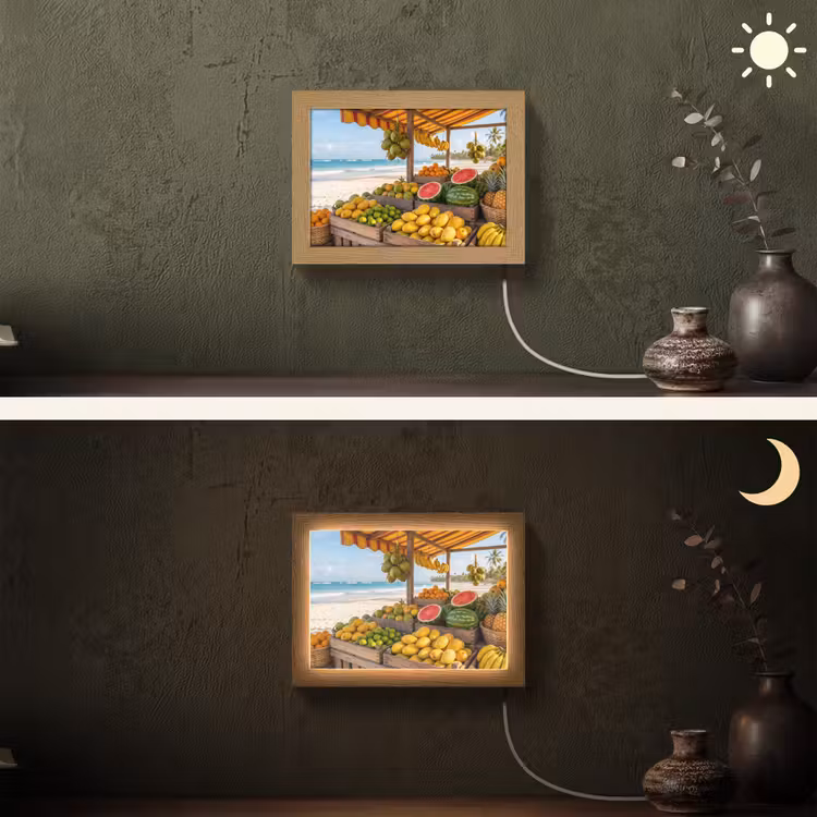 Lightbox - Wandleuchte - Obst – Strand – Tropisch - Fruit - Strand - Tropisch Light Box met kabel (Wandlamp) klein