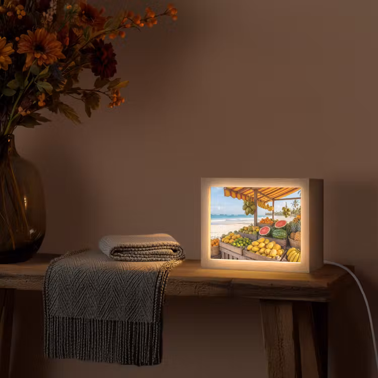 Lightbox - Wandleuchte - Obst – Strand – Tropisch - Fruit - Strand - Tropisch Light Box met kabel (Wandlamp) klein