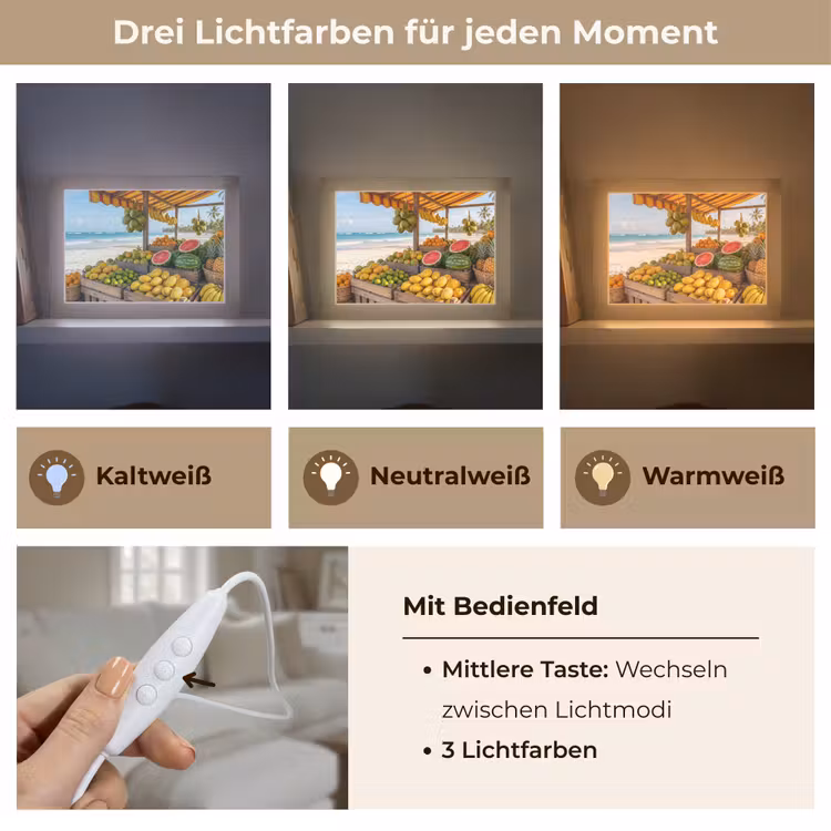 Lightbox - Wandleuchte - Obst – Strand – Tropisch - Fruit - Strand - Tropisch Light Box met kabel (Wandlamp) klein