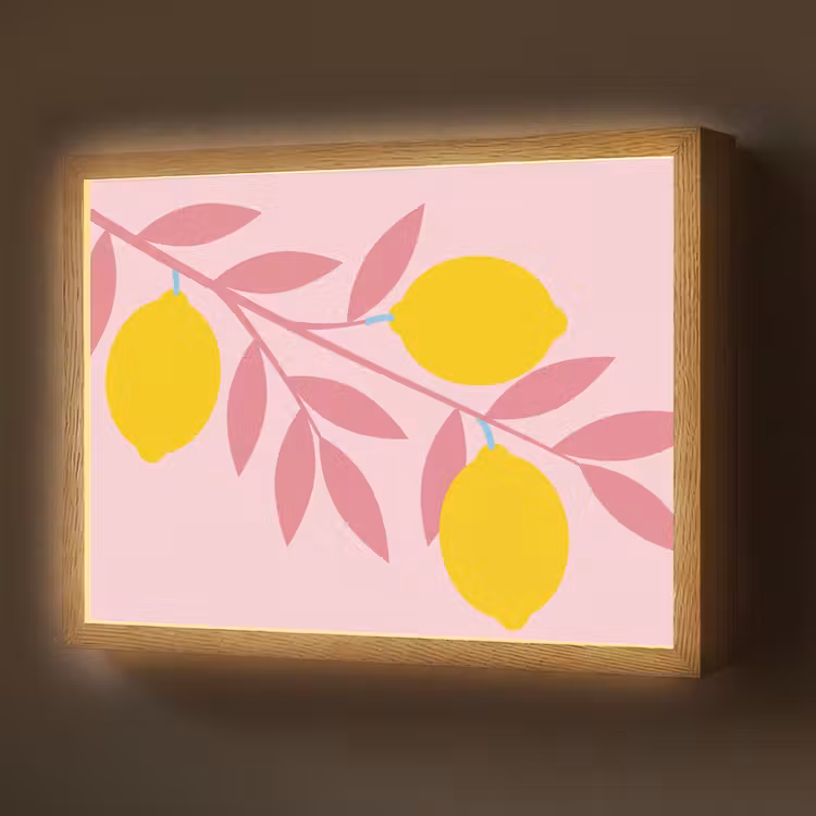 Fruit - Tak - Natuur - Abstract - Roze Light Box met batterij (Wandlamp) middel -z3d_website