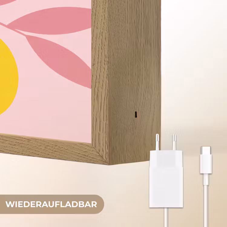 Fruit - Tak - Natuur - Abstract - Roze Light Box met batterij (Wandlamp) middel -USP_websiteoplaadbaarDE