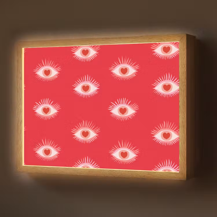 Ogen - Hart - Abstract - Rood - Roze Light Box met batterij (Wandlamp) middel 907 -z3d_website