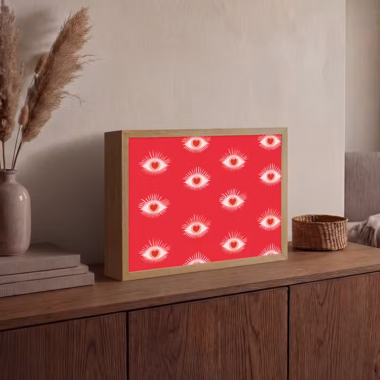 Ogen - Hart - Abstract - Rood - Roze Light Box met batterij (Wandlamp) middel 907 -sfeer2