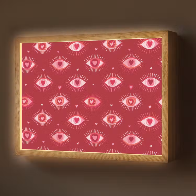 Ogen - Patroon - Roze - Donkerrood Light Box met batterij (Wandlamp) middel 907 -z3d_website