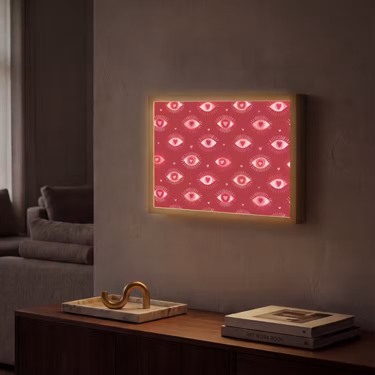 Ogen - Patroon - Roze - Donkerrood Light Box met batterij (Wandlamp) middel 907 -sfeer1