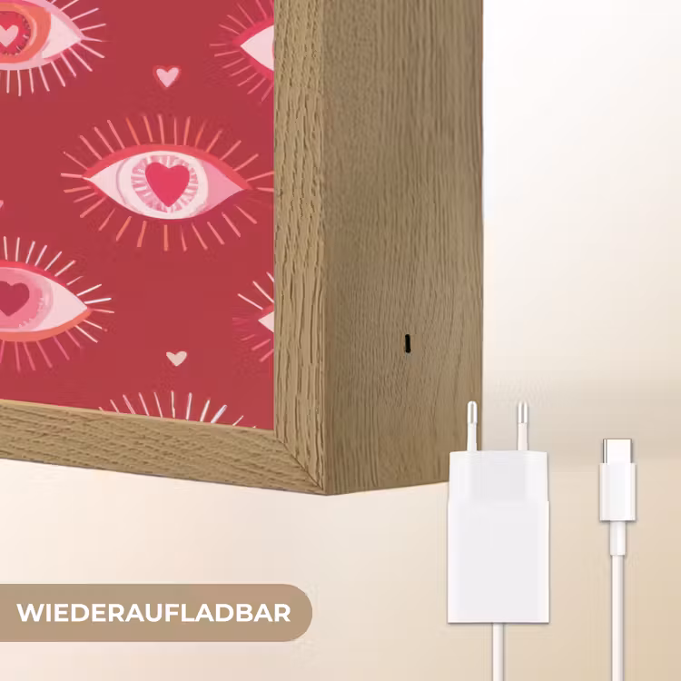 Ogen - Patroon - Roze - Donkerrood Light Box met batterij (Wandlamp) middel 907 -USP_websiteoplaadbaarDE